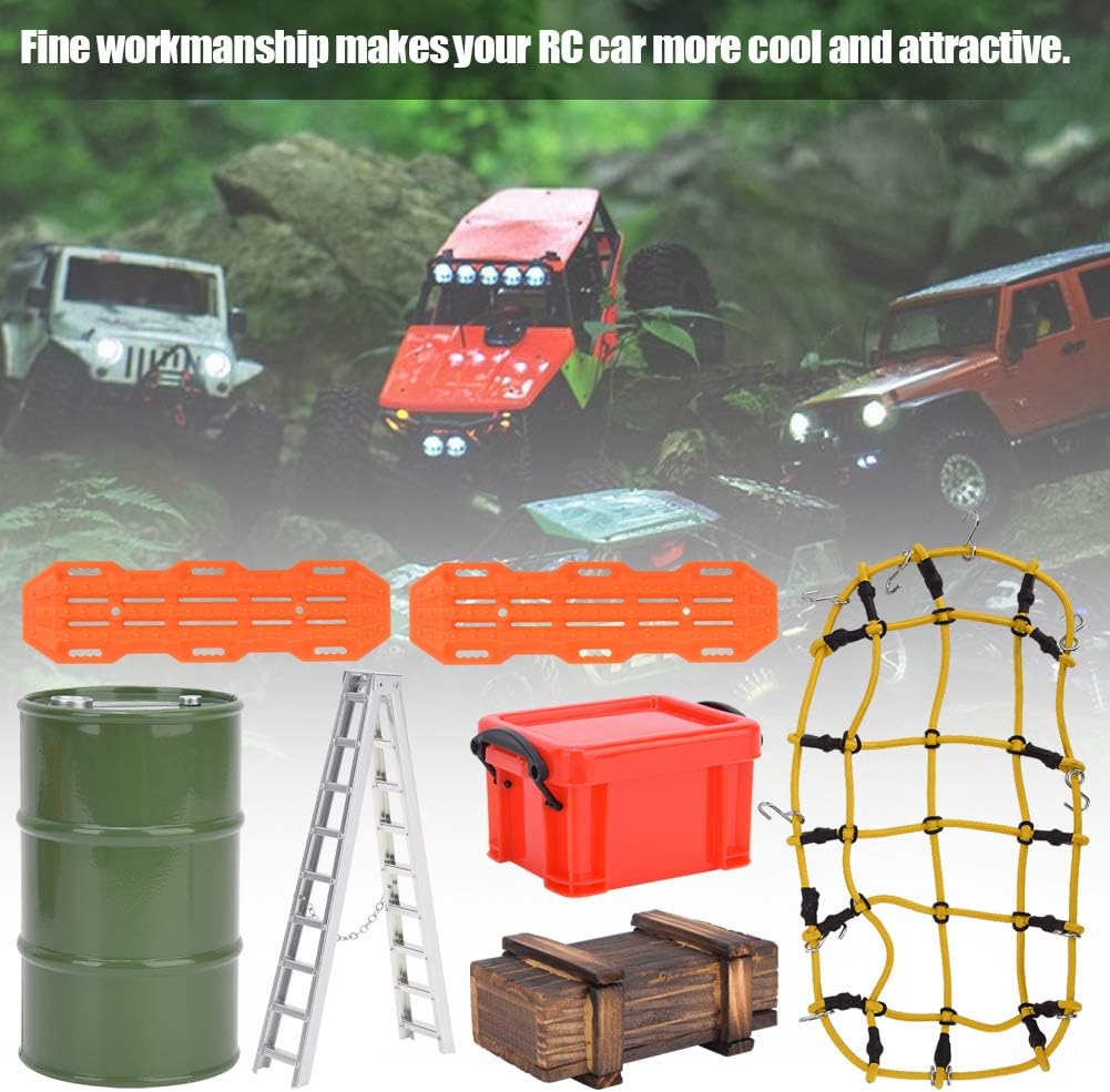 Rc Auto Zubehör Set, 1/10 Elastisches Gepäcknetz Aufbewahrungsbox Leiter Rc Auto Dekorationswerkzeug