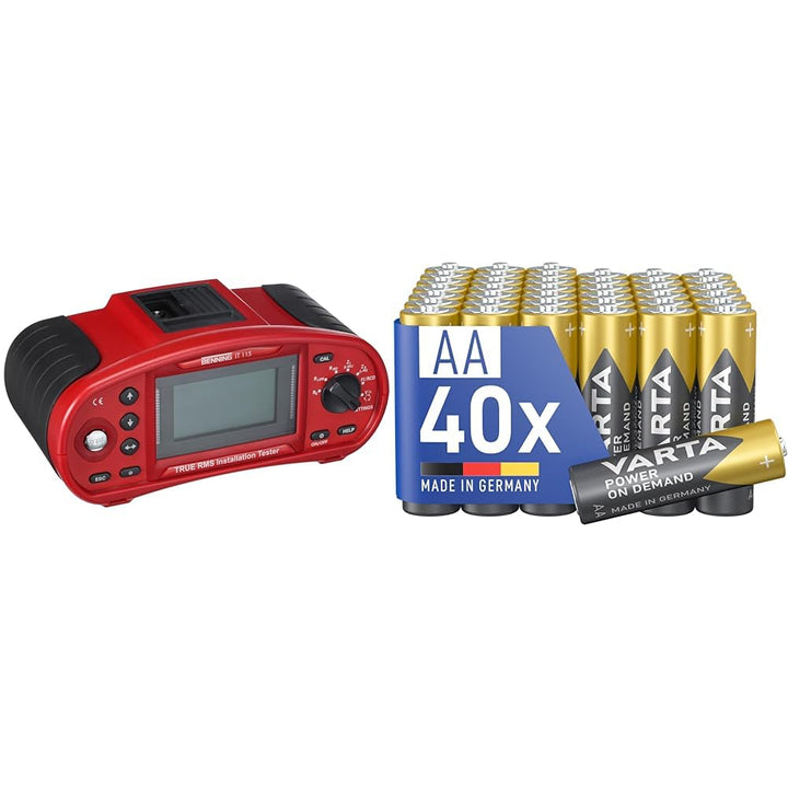 Benning IT 115 True RMS Installationstester, 044104, rot & VARTA Power on Demand AA Mignon Batterien