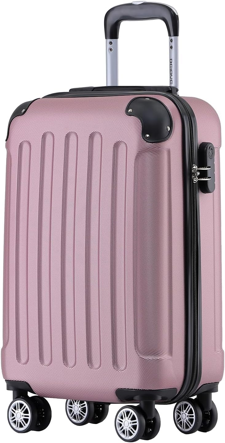 BEIBYE Zwillingsrollen Hardcase Reisekoffer Koffer Trolleys Hartschale in XL-L-M in 14 Farben (Rosa,