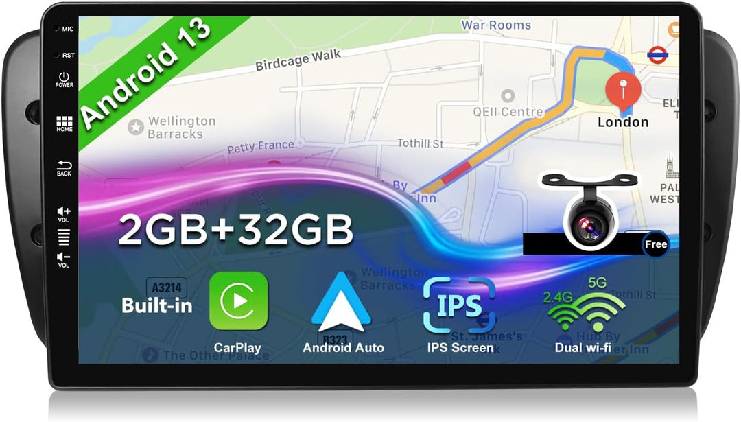 JOYX Android 12 Autoradio Passt für SEAT Ibiza (2009-2013) - GPS 2 Din - Rückfahrkamera MIC Canbus K