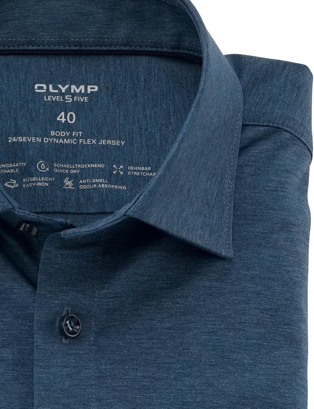 OLYMP Herren Businesshemd Langarm Level Five 24/Seven,Body fit,New York Kent 45 Rauchblau 13, 45 Rau