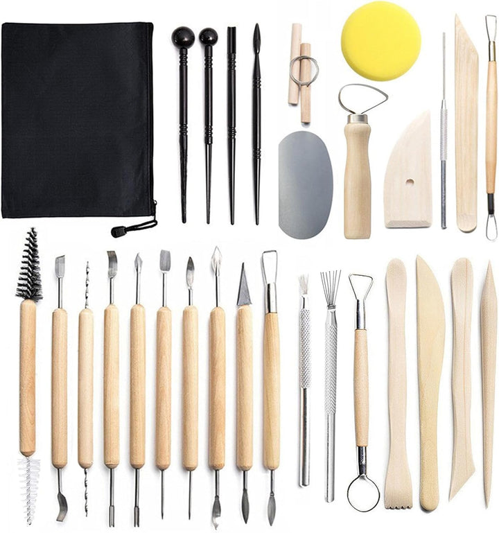 xiaowanwan 30 Stück Modellierwerkzeug Ton,Töpferwerkzeug Set,Sculpting Keramik Clay Tools,Polymer Cl