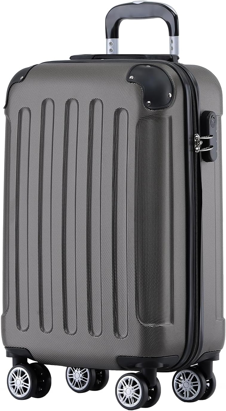 BEIBYE Zwillingsrollen Hardcase Reisekoffer Koffer Trolleys Hartschale in XL-L-M in 14 Farben (Coffe