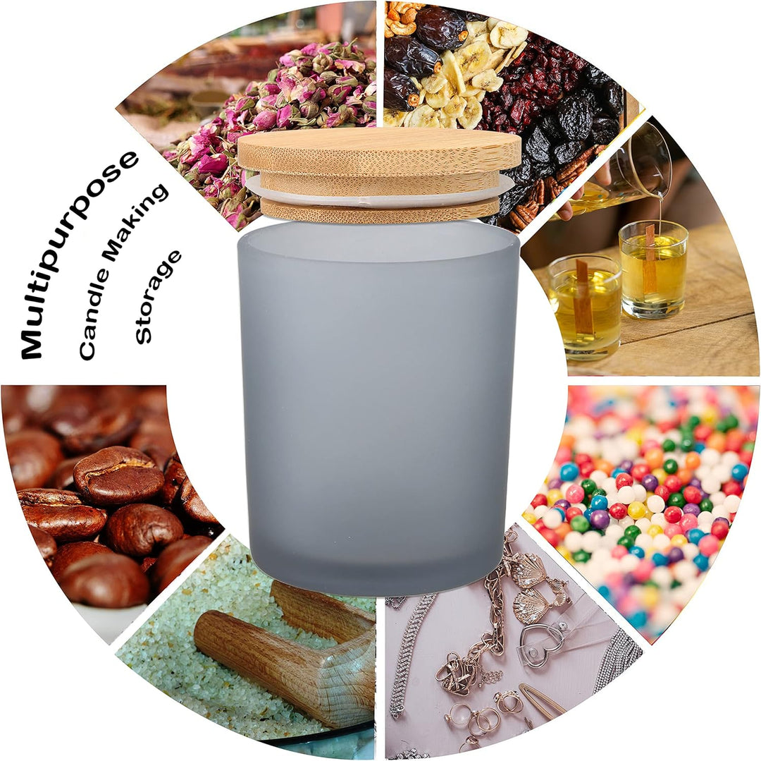 MILIVIXAY 12 Stück 340 ml Milchglas-Kerzengläser mit Deckel und Kerzenherstellungs-Kits – leere Kerz