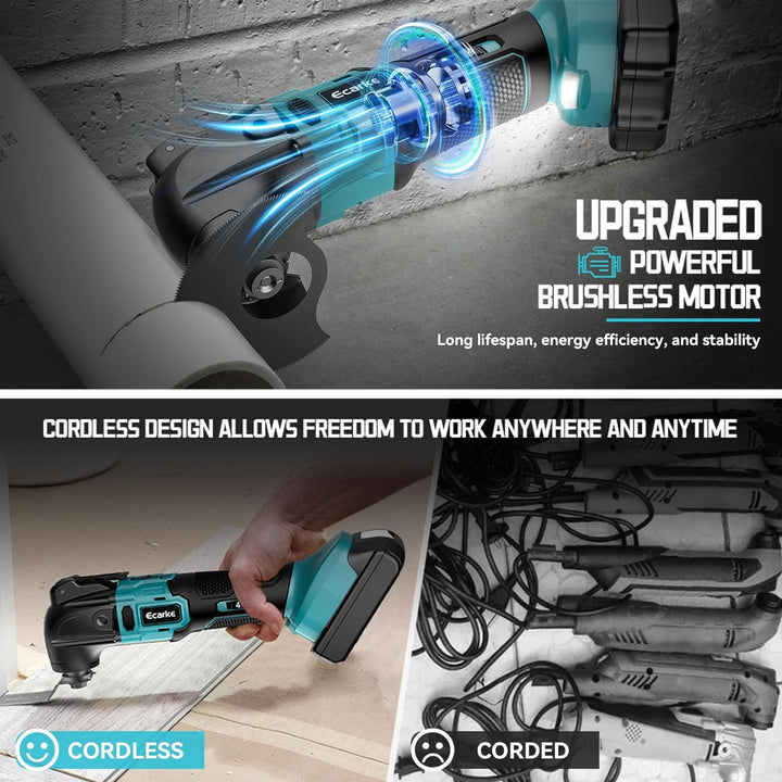 Ecarke Akku-Multifunktionswerkzeug für Makita Akku 18V Li-Ion,Multitool 6 Einstellbare Geschwindigke