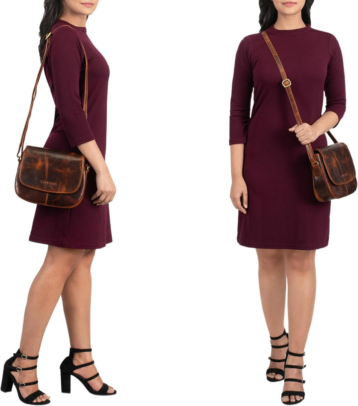 STILORD 'Savannah' Umhängetasche Damen Leder Handtasche kleine Schultertasche Crossbody Bag Ausgehta