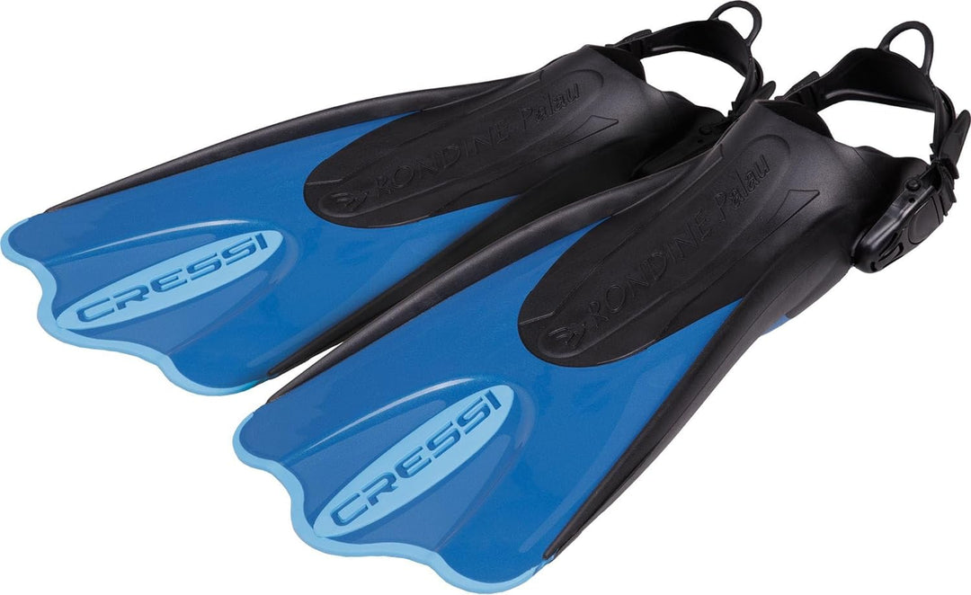Cressi Palau Saf Fins Einstellbare Kurze Flossen zum Schwimmen und Schnorcheln Blau/Hellblau XS-S, B