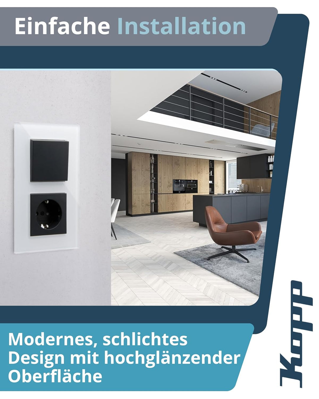 Kopp 405402018 2-Fach Echtglas-Rahmen Abdeckrahmen Glas Weiss 2-fach Weiss, 2-fach Weiss