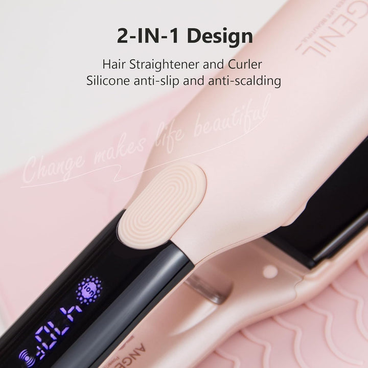 ANGENIL Pro Titan Flacheisen HaarglÀtter 4.5cm breit, Salon Grade Dual Voltage GlÀtten und Curler 2-