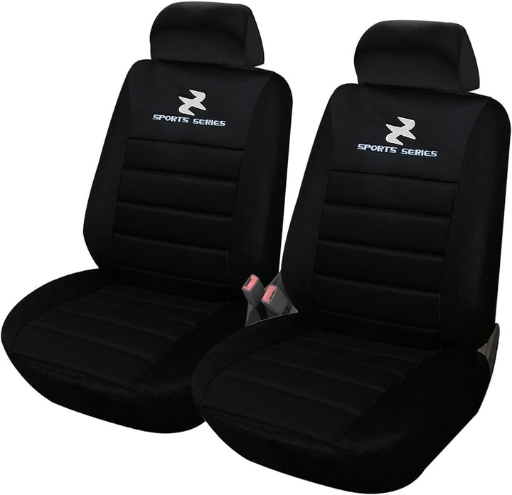 WOLTU 2er Sitzbezüge Auto Einzelsitzbezug universal Grösse, Komplettset, schwarz, schwarz