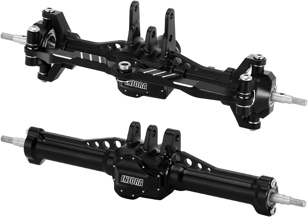 INJORA Vorder Hinter Achsen Set - +4mm Verlängerte Alu Komplett Achsen für TRX4M Upgrade 1/18 RC Cra