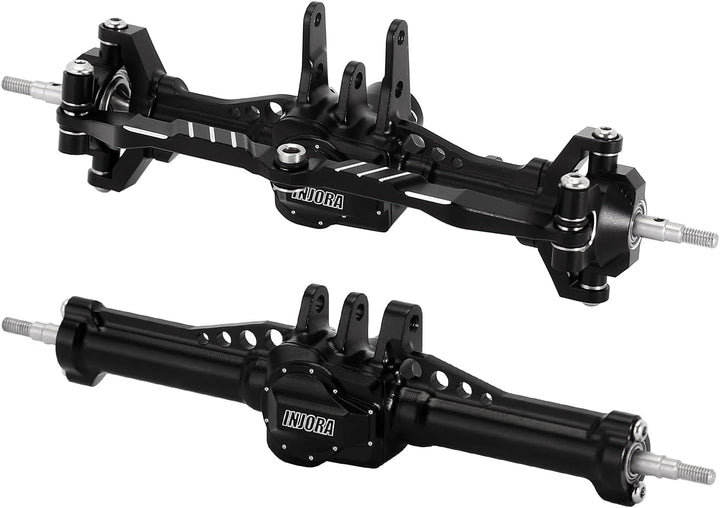 INJORA Vorder Hinter Achsen Set - +4mm Verlängerte Alu Komplett Achsen für TRX4M Upgrade 1/18 RC Cra