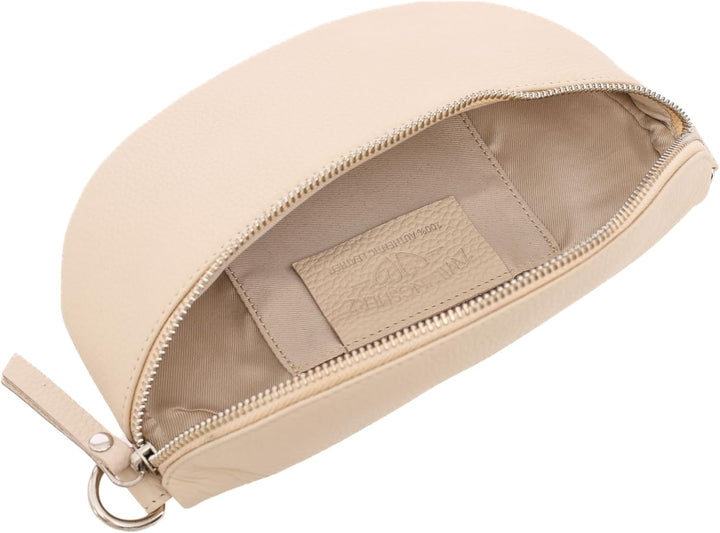 Zwillingsherz Bauchtasche mit Reissverschluss 100% Echtleder – Hochwertige Damen Bauchtasche Crossba