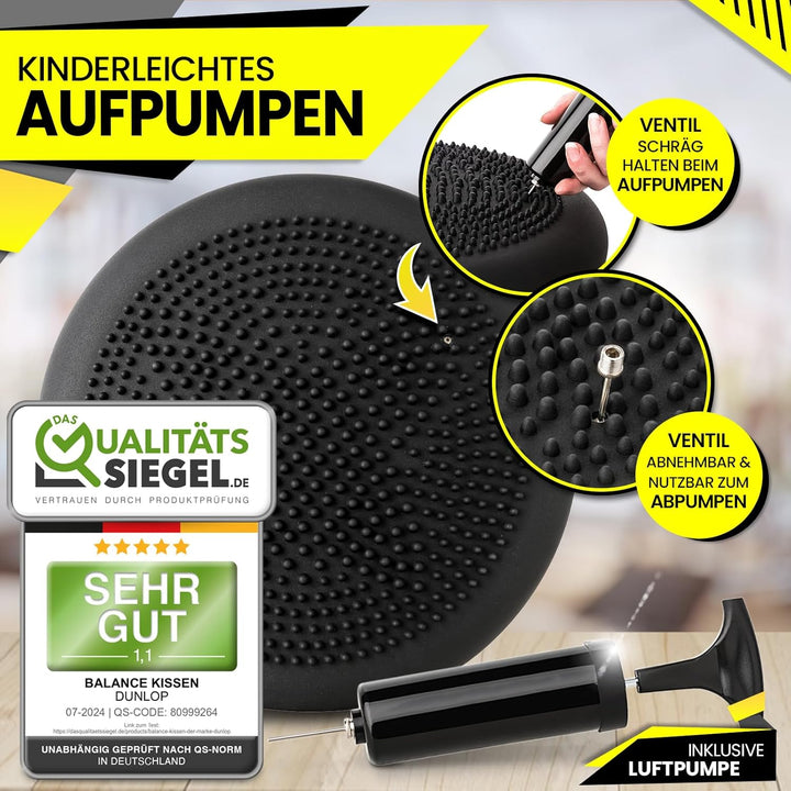 Dunlop Sports Balance Kissen Ball Sitzkissen - für einen stärkeren Rücken in Rekordzeit Premium Bala