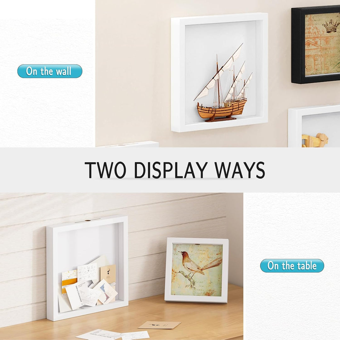 EUGAD 3D Bilderrahmen zum Befüllen, Objektrahmen Spardose 30x30 cm, tiefer Rahmen für Objekte bis 3