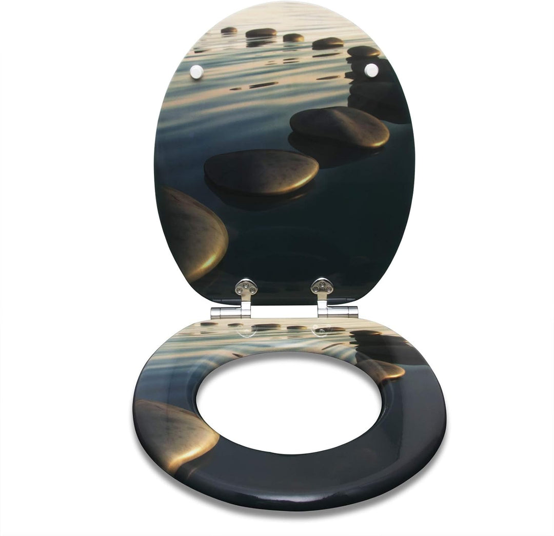 WOLTU #2 Premium WC-Sitz Toilettensitz mit Absenkautomatik, MDF Holzkern, Softclose Scharnier, Antib