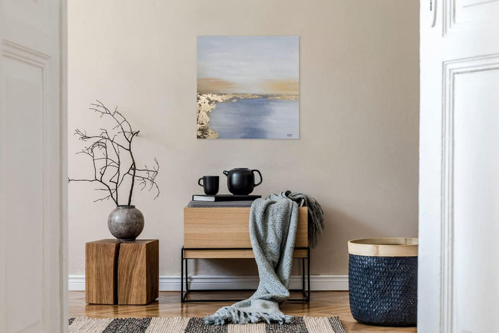 KunstLoft Leinwandbild | 100% HANDGEMALT | 80x80cm | Gemälde 'Verzauberter Horizont' | Abstrakt | Bl