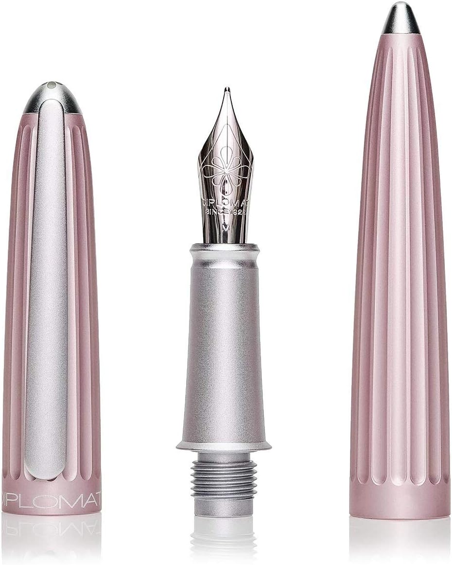 Diplomat Aero Füllhalter Set in antique rose mit Edelstahlfeder M und farblich perfekt passender Fül