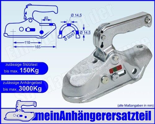 ALBE Berndes Zugkugelkupplung Kugelkupplung Zugrohr 50mm 51mm EM 300 R B 056502 für Pkw
