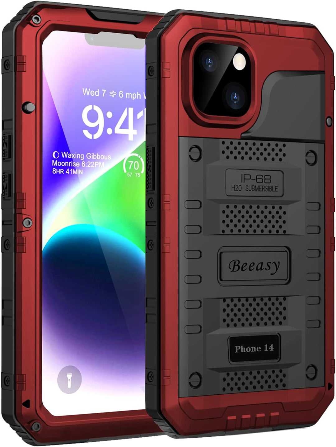 Beeasy für iPhone 14 Wasserdicht Outdoor Hülle (6,1"), Stossfest Panzerhülle Militär 360 Grad Schutz