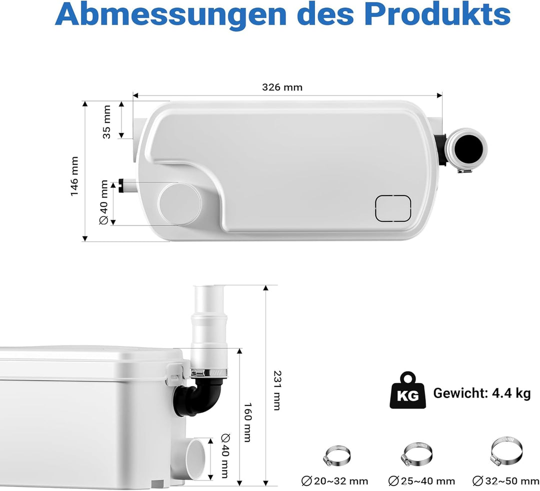 XPOtool 3/1 Hebeanlage 250W mit 3 Einlässen z.B. für Dusche und Waschbecken kompakte Haushaltspumpe