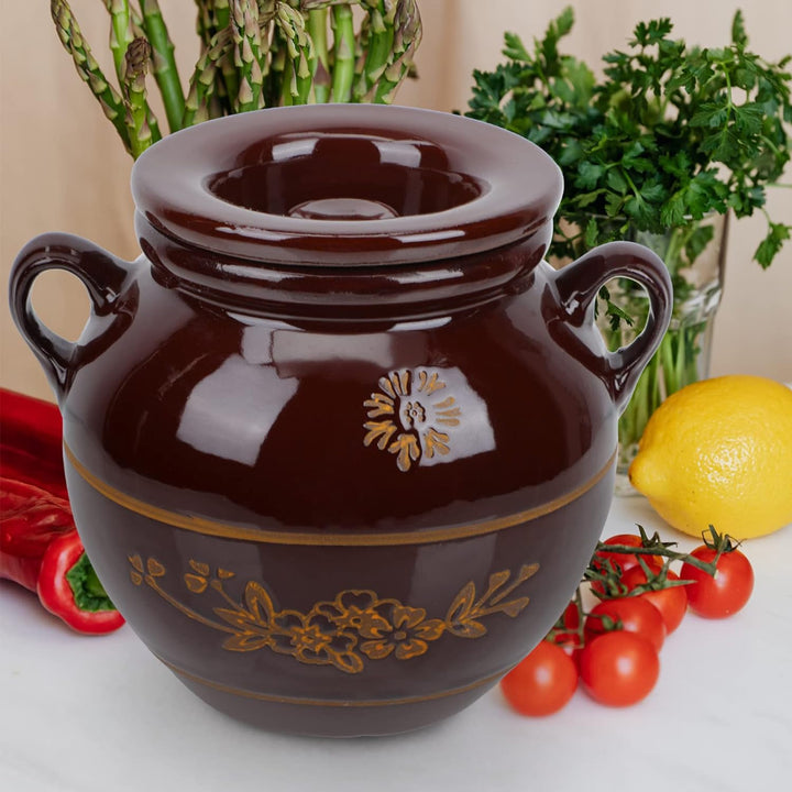 Angoily 3732298264 Горшочки Глиняные G?rtopf Keramik Sauerkrauttopf Gurkentopf mit Deckel Einlegetop