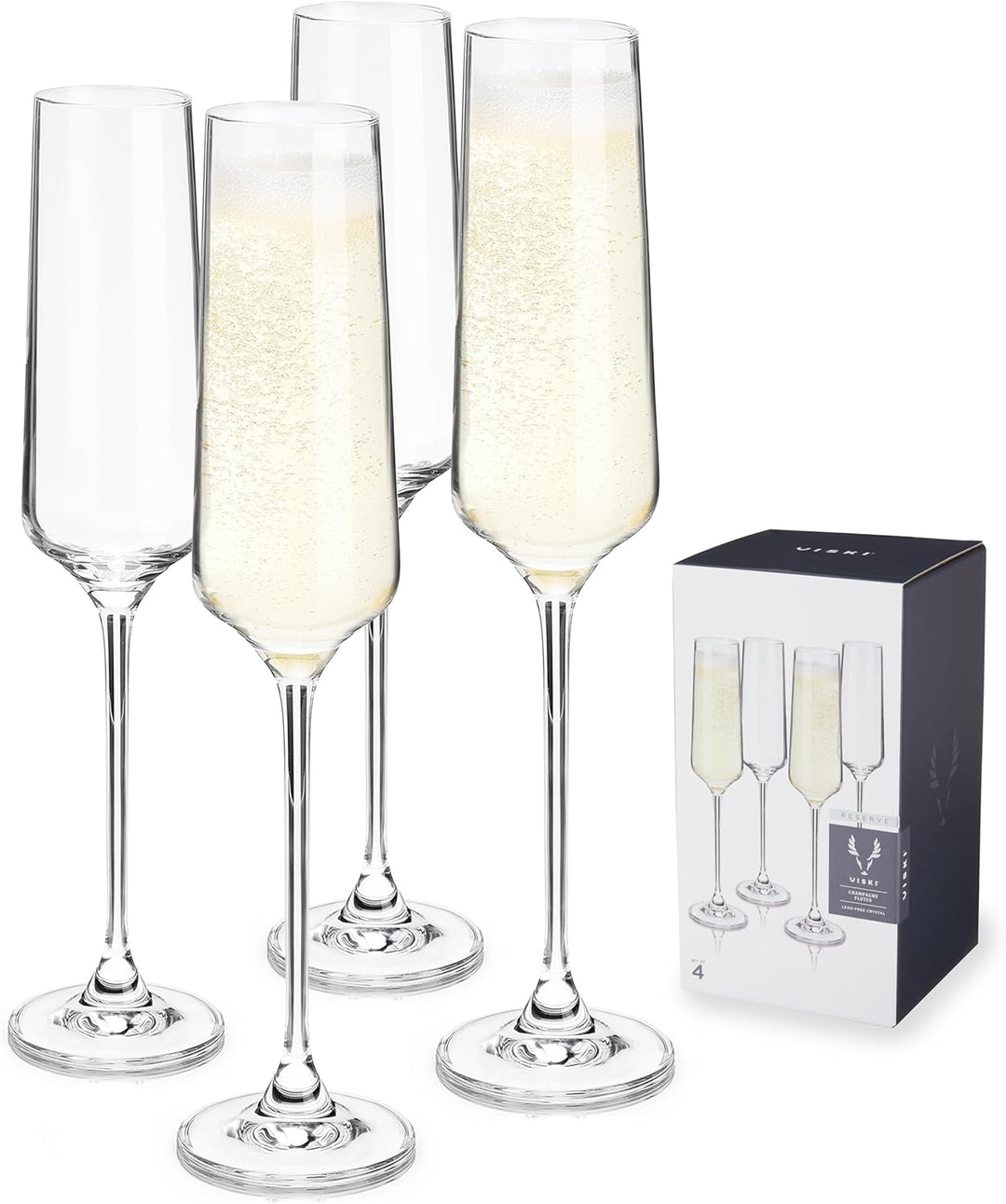 Viski Champagnergläser aus Kristall, europäische Handwerkskunst, Sektgläser-Set mit 113-170 ml, Stie