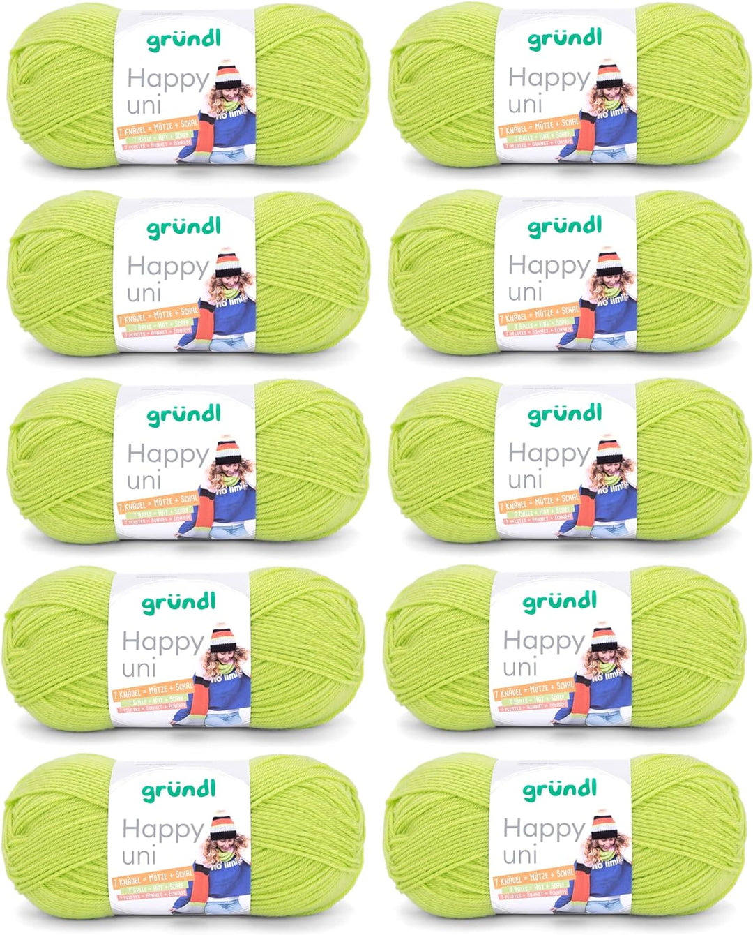 Gründl Happy uni (Strick- und Häkelgarn mit wollartigem Charakter aus 100% Polyacryl, Anti-Pilling,
