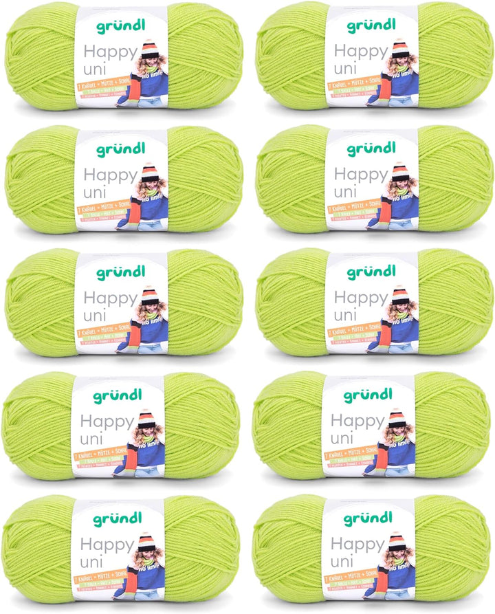 Gründl Happy uni (Strick- und Häkelgarn mit wollartigem Charakter aus 100% Polyacryl, Anti-Pilling,
