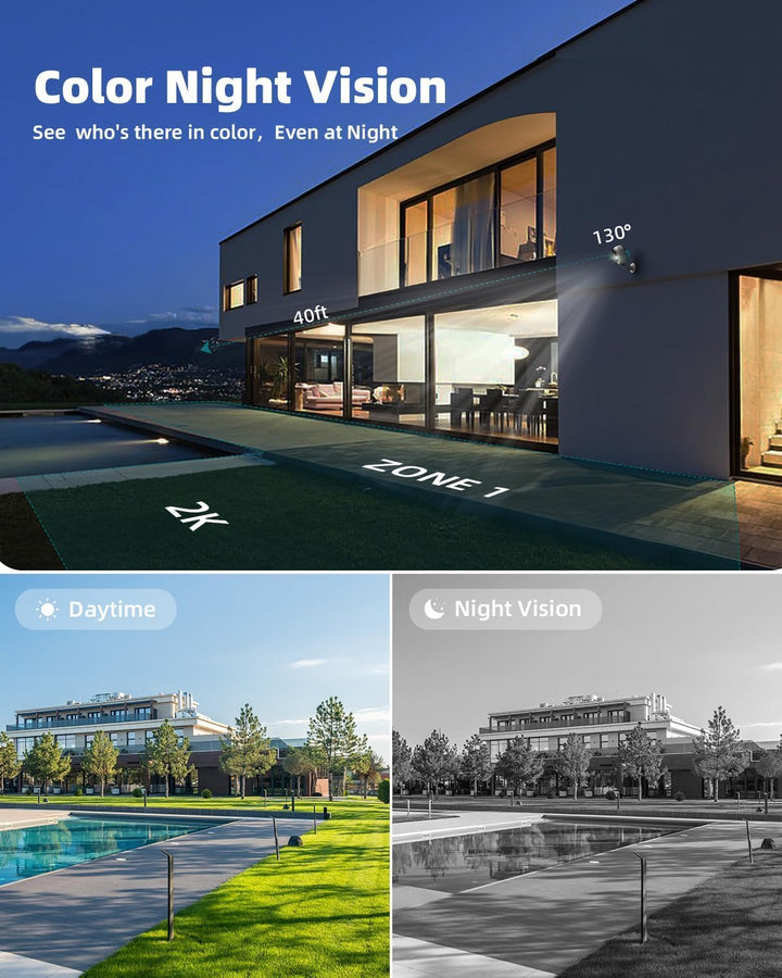 ZUMIMALL 2K Überwachungskamera Aussen Akku, 2 Pack Kamera Überwachung Aussen mit Magnethalterung, 3M