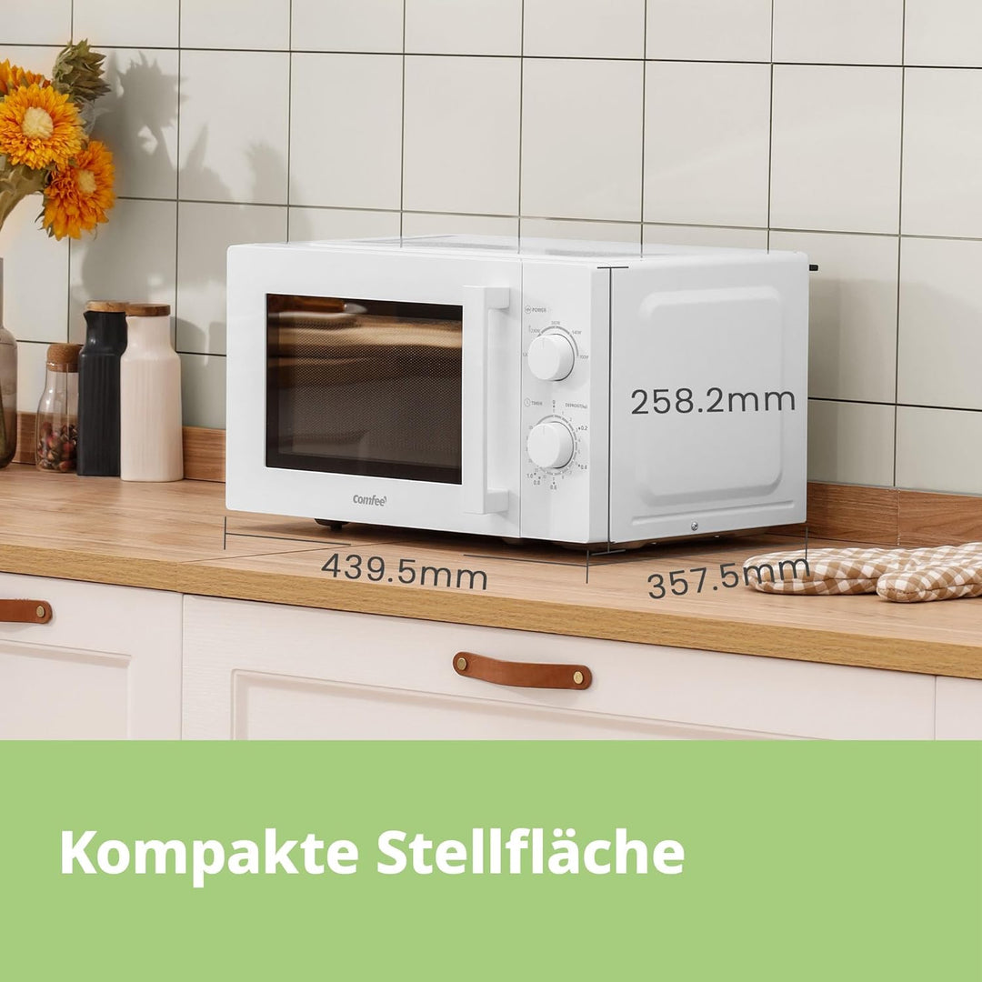 Comfee CMSN 20 wh Mikrowelle / Solo-Mikrowelle mit 5 Leistungsstufen/ Innenbeleuchtung/ easy Defrost