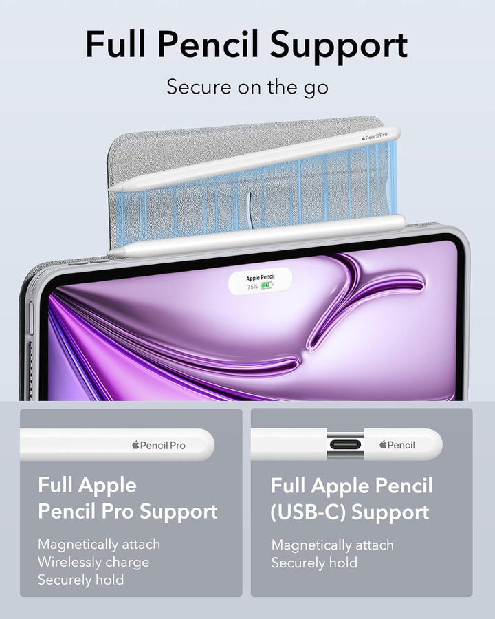 ESR für iPad Air 13 Zoll M2 Hülle, iPad Air 2024 Hülle mit Stifthalter, abnehmbare magnetische Abdec