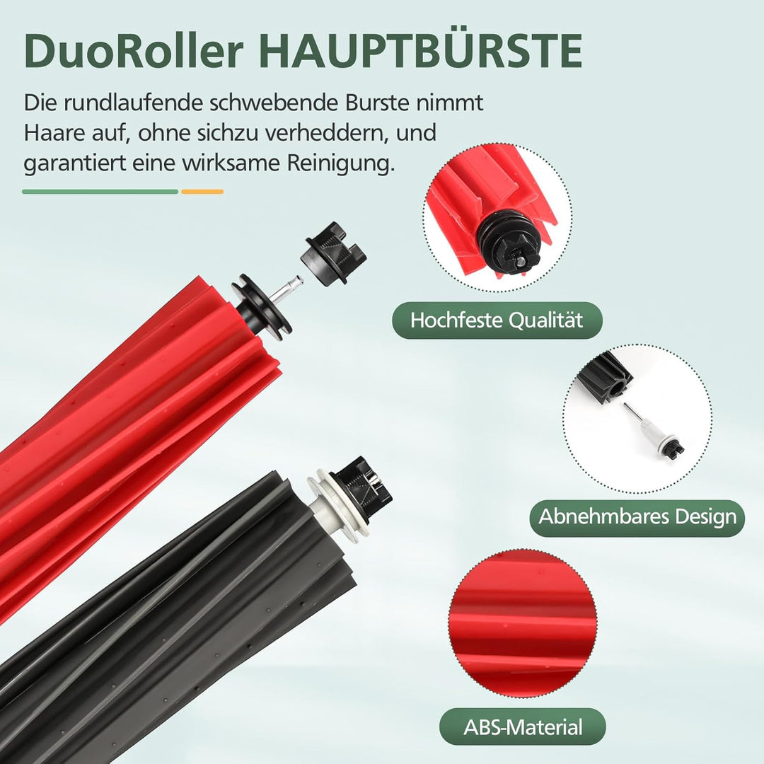 17 Stück Zubehör für Roborock Q5 Pro+ /Q5 Pro/ Q8 Max+ /Q8 Max Staubsauger, 2 Hauptbürsten, 2 HEPA-F