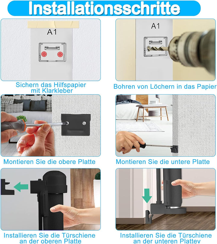 NAIZY Türschutzgitter Rollo 0-150cm Treppenschutzrollo Hund Türgitter und Baby Treppenschutzgitter E