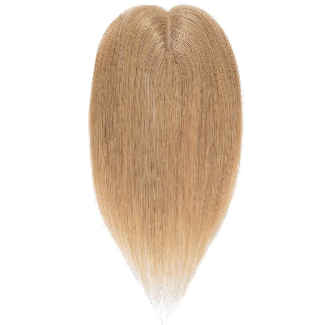 Silk-co Hair Topper Echthaar, 10x12cm Basis Toupet Damen, Haartopper Echthaar mit Remy Seide Basis,