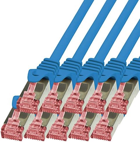 BIGtec LAN Kabel 10 Stück 5m Netzwerkkabel Ethernet Internet Patchkabel CAT.6 blau Gigabit SFTP dopp