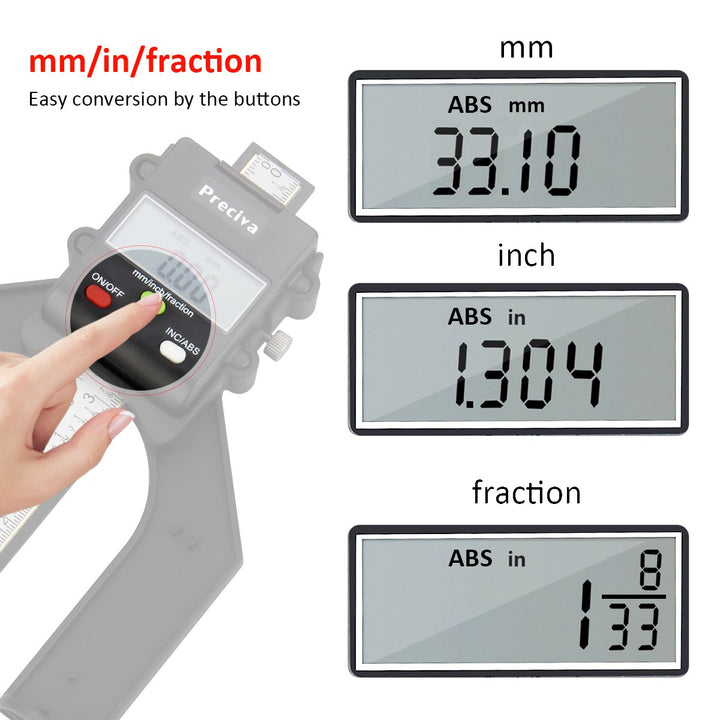 Tiefenmesser, Preciva 0-80mm Profiltiefenmesser Digitaler Tiefenmesser für Holzbearbeitung und Masch