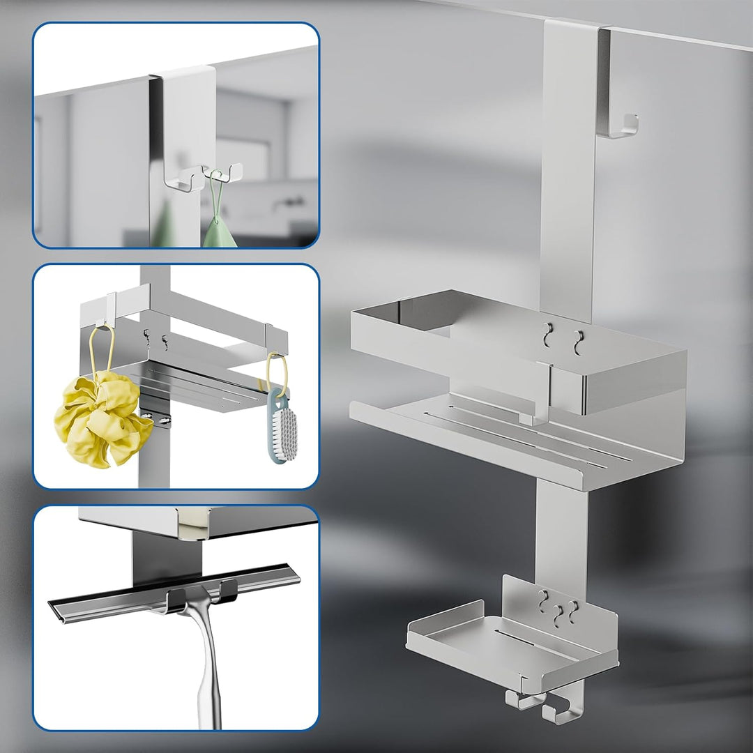 UUlioyer Duschablage zum Hängen mit Seifenhalter, Duschregal aus Edelstahl SUS304 ohne Bohrer für Ra