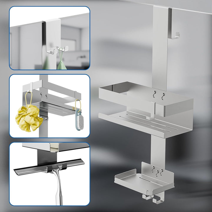 UUlioyer Duschablage zum Hängen mit Seifenhalter, Duschregal aus Edelstahl SUS304 ohne Bohrer für Ra