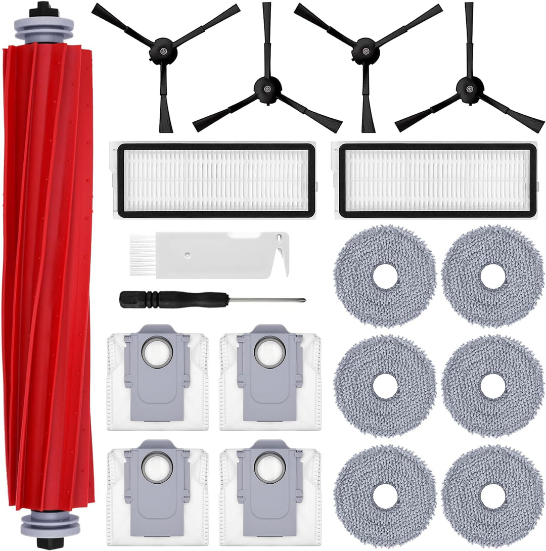 Zubehörset für Roborock Qrevo S/Qrevo MaxV/Qrevo Pro, 1*Main Rollbürste 4*Staubbeutel 4*Seitenbürste