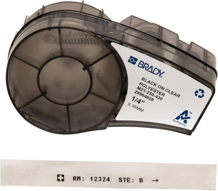Brady (M21-250-430) Polyesterband für BMP21-PLUS; BMP21-LAB 6.35 mm x 6.40 m Schwarz auf transparent