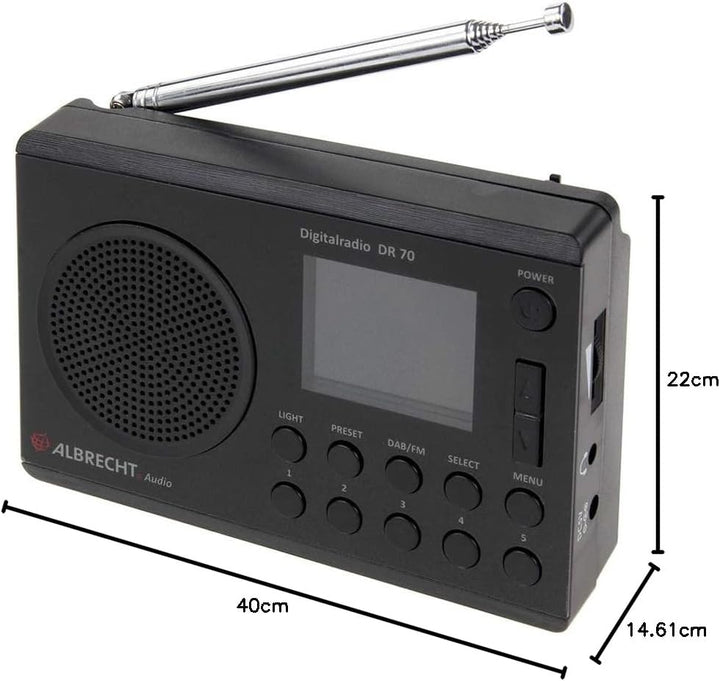 Albrecht 27370 DR70 Digitalradio (DAB+/UKW, 230V, Batteriebetrieb) schwarz