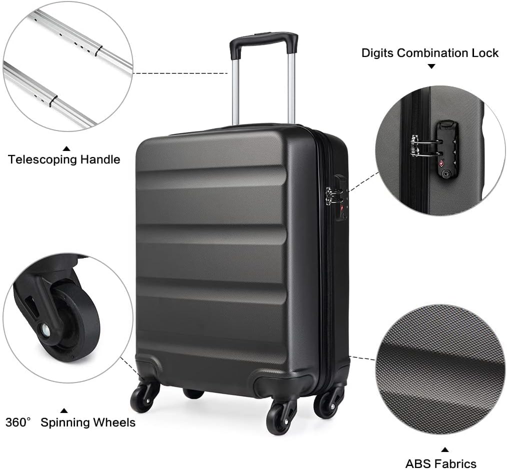 KONO Handgepäck Koffer Klein Reisekoffer mit Rollen und TSA Schloss, Koffer Trolley Handgepäck Flugz