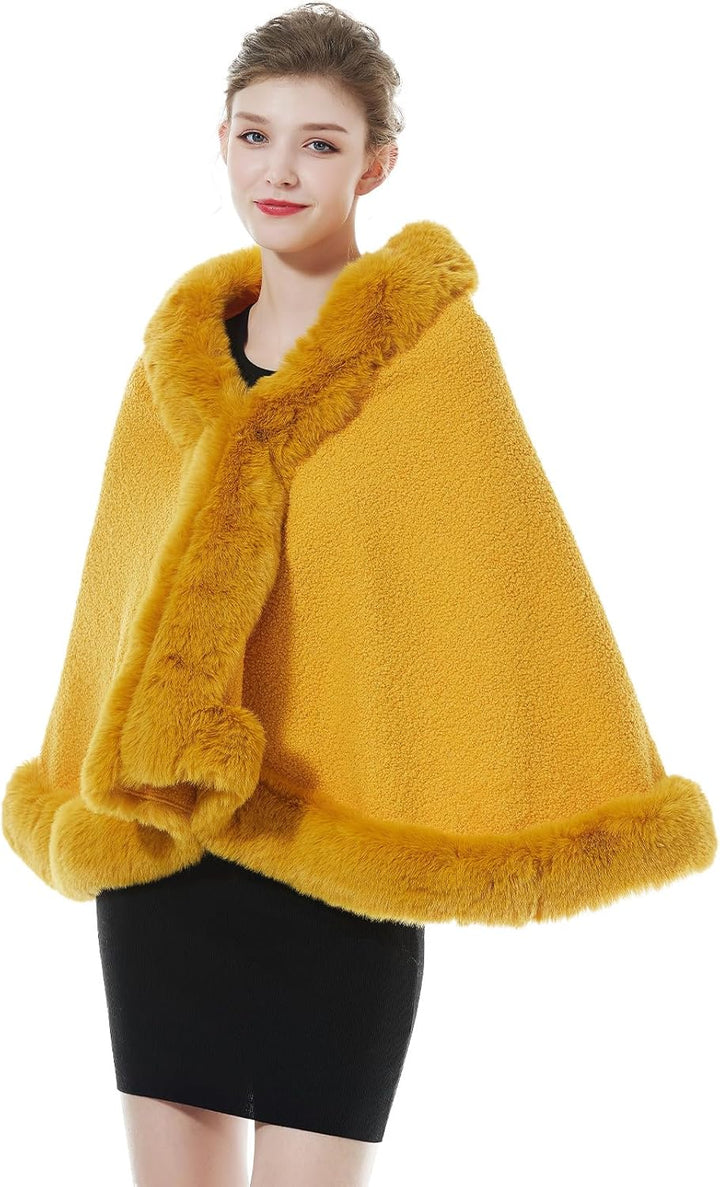 BEAUTELICATE Damen Kunstpelz Stola Brautjacke Bolero Winter Brautschal Mantel für Hochzeit Festlich