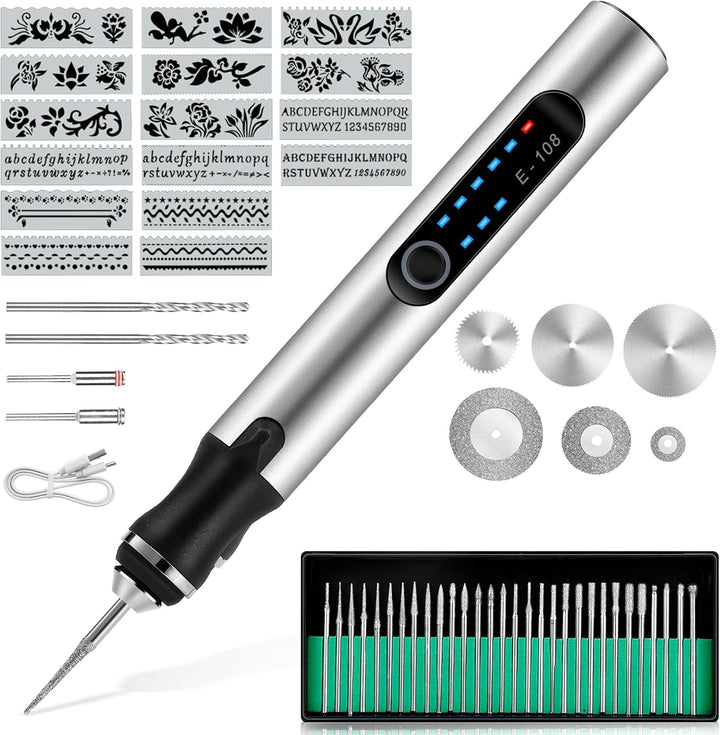 Elektrische Gravierstift, Multifunktionaler Gravierwerkzeugsatz, D12 Tragbare Drahtlose Gravurwerkze