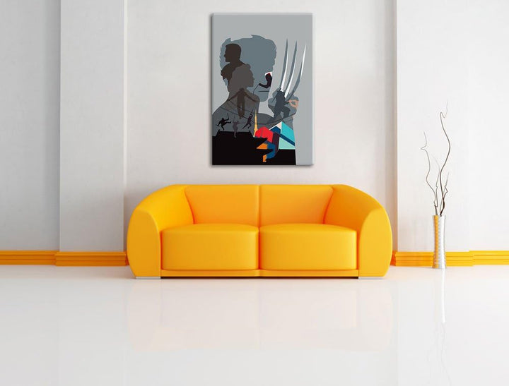 Pixxprint Wolverine Format: 100x70 auf Leinwand, XXL riesige Bilder fertig gerahmt mit Keilrahmen, K