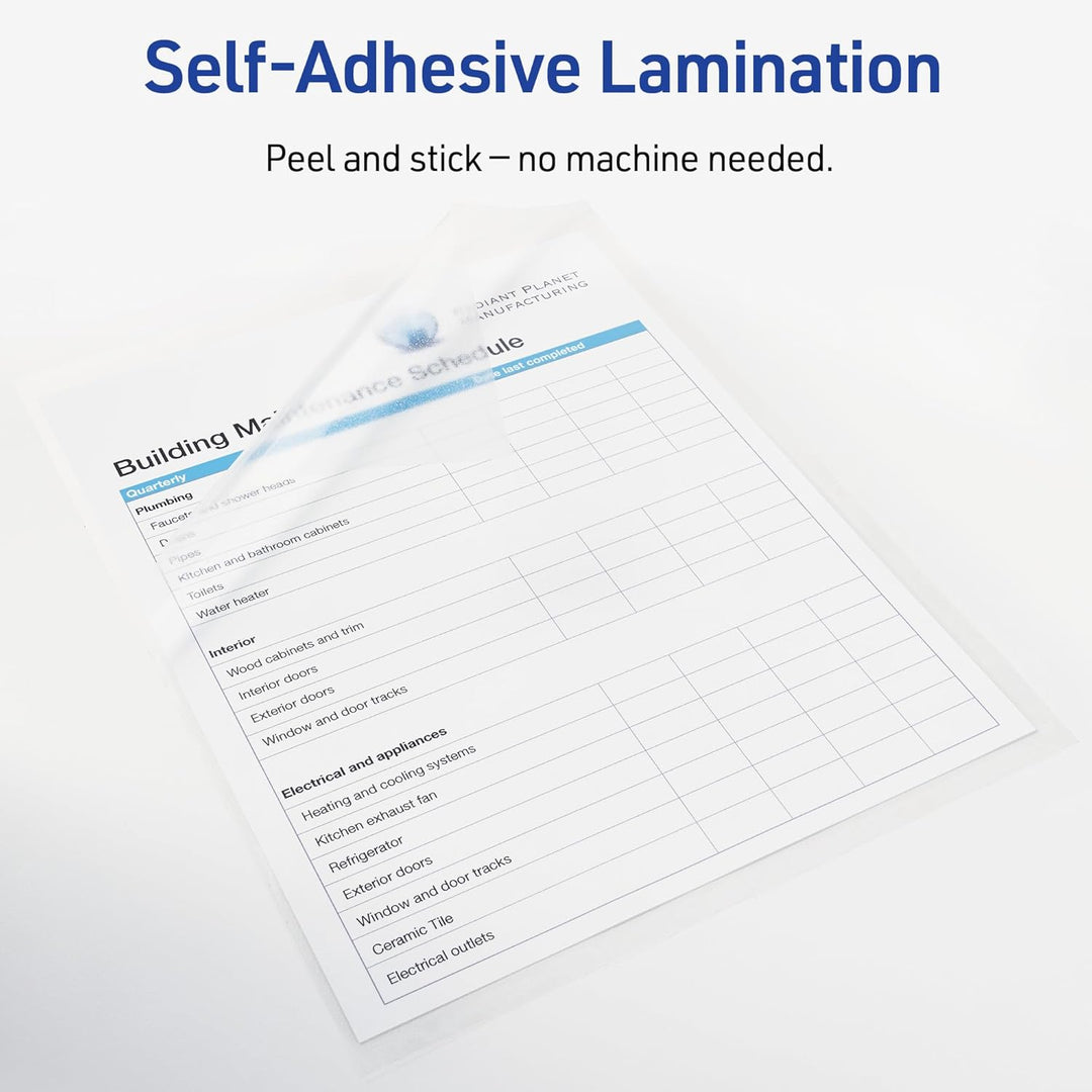 Clear Self-Adhesive Laminating Sheets, 3 mil, 9 x 12, 50/Box