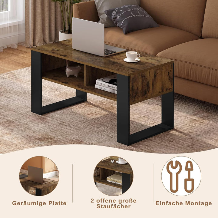 WOLTU Couchtisch mit Stauraum, Beistelltisch fürs Wohnzimmer, Wohnzimmertisch modern, rechteckiger K