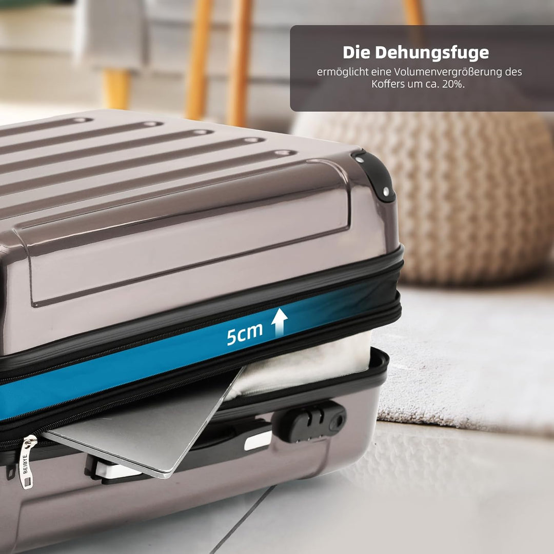 BEIBYE Zwillingsrollen 2048 Hartschale Trolley Koffer Reisekoffer Taschen Gepäck in M-L-XL-Set (Coff