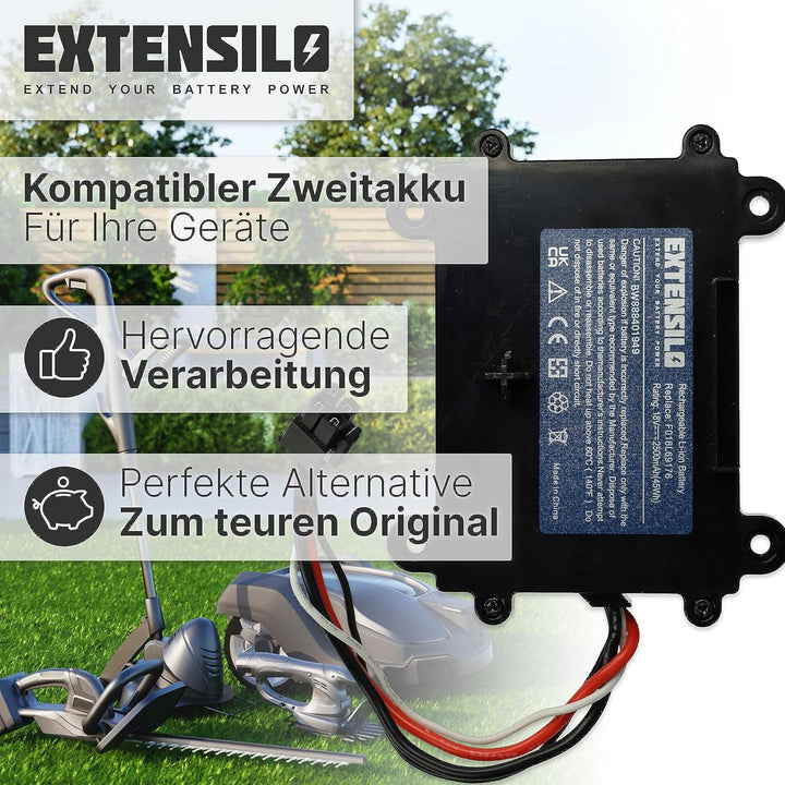 EXTENSILO Akku Ersatz für Bosch F 016 104 898, F016104898, F016L69176 für Rasenroboter Rasenmäher (2